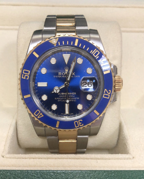 (已售出) ROLEX 勞力士 116613 LB  半金藍水鬼 黑色面盤